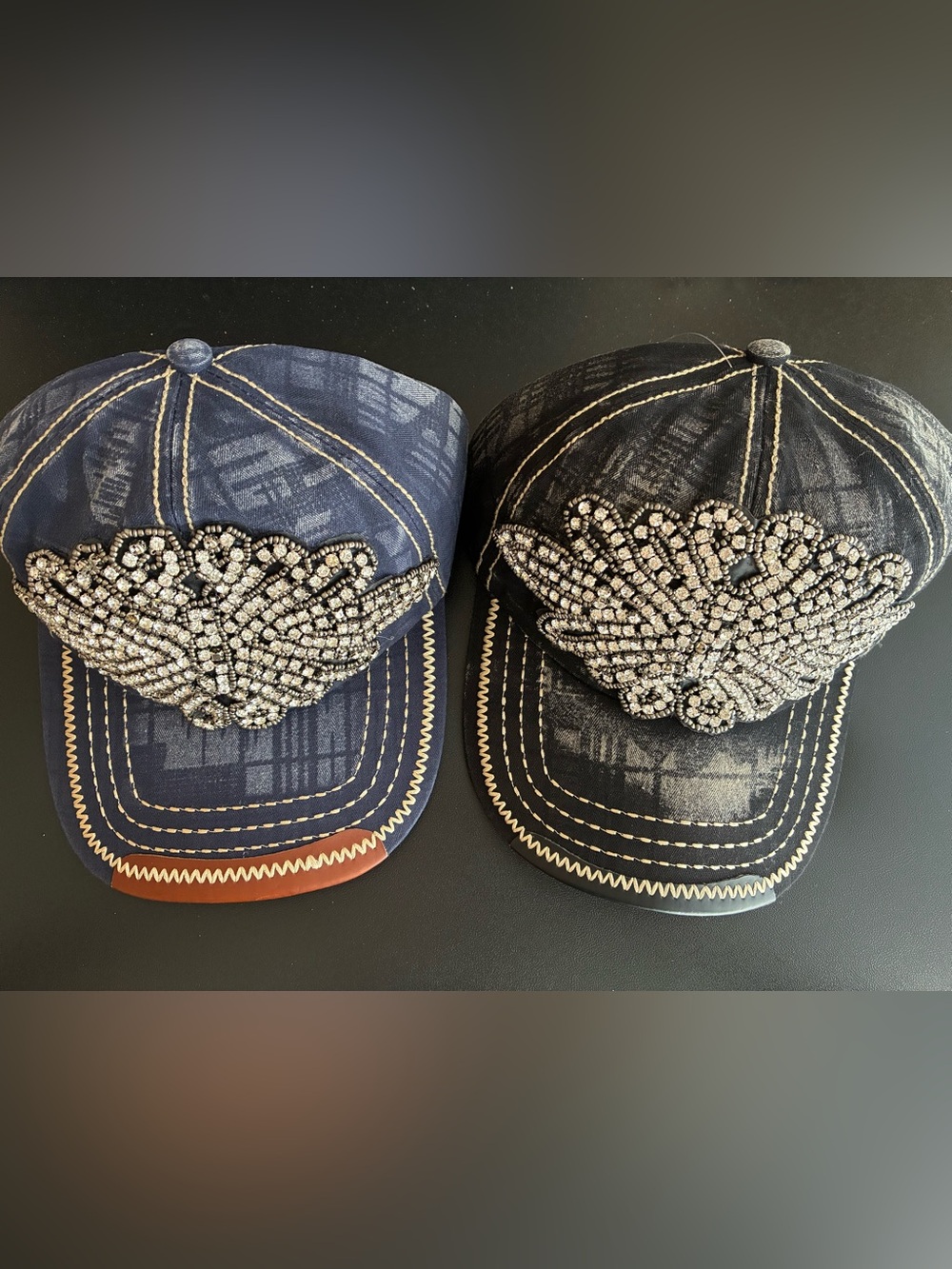 2pcs Embellished Rhinestone Cap hat bundle NWT - Picture 5 of 5